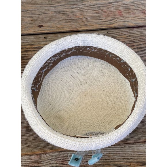 Vintage 1950s Straw Pill Box Hat Whit Rhinestone Bees Bugs - Picture 8 of 16